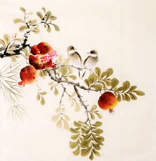 Chinese Pomegranate Painting,50cm x 50cm,2340098-x