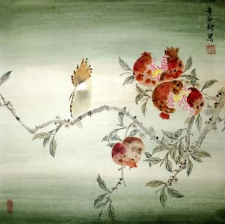 Chinese Pomegranate Painting,50cm x 50cm,2395018-x