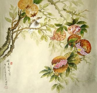 Chinese Pomegranate Painting,66cm x 66cm,2414016-x