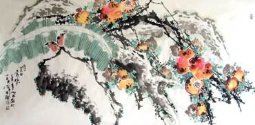 Chinese Pomegranate Painting,66cm x 130cm,2559002-x