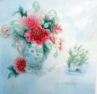 Chinese Qing Gong Painting,66cm x 66cm,2324034-x