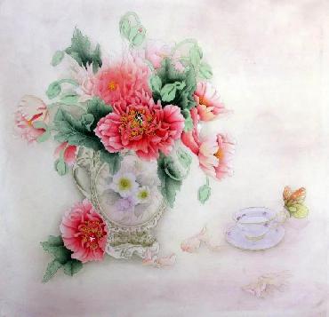 Chinese Qing Gong Painting,66cm x 66cm,2324037-x