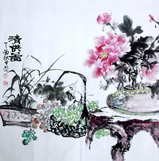 Chinese Qing Gong Painting,68cm x 68cm,2347002-x