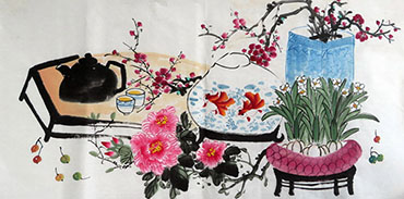 Chinese Qing Gong Painting,50cm x 100cm,2350002-x
