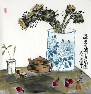 Chinese Qing Gong Painting,50cm x 50cm,2355002-x