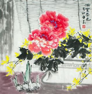 Chinese Qing Gong Painting,69cm x 69cm,2695027-x