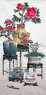 Chinese Qing Gong Painting,68cm x 136cm,lxw21215005-x
