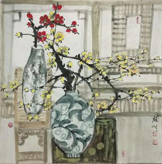 Chinese Qing Gong Painting,69cm x 69cm,wh21079009-x