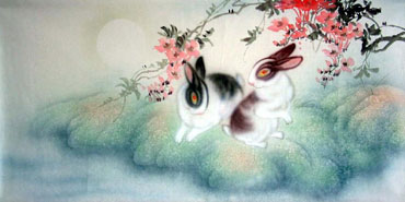 Chinese Rabbit Painting,50cm x 100cm,4351003-x