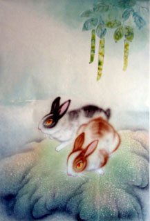Chinese Rabbit Painting,43cm x 65cm,4351018-x