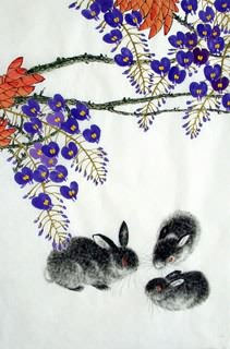 Chinese Rabbit Painting,69cm x 46cm,4449020-x