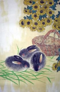 Chinese Rabbit Painting,69cm x 46cm,4449021-x