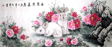 Chinese Rabbit Painting,66cm x 120cm,4472002-x