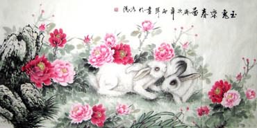 Chinese Rabbit Painting,69cm x 138cm,4472003-x