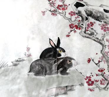 Chinese Rabbit Painting,50cm x 50cm,4474004-x