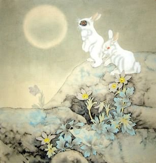 Chinese Rabbit Painting,66cm x 66cm,4618001-x