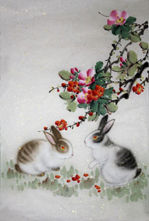 Chinese Rabbit Painting,69cm x 46cm,4620012-x