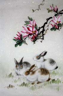 Chinese Rabbit Painting,69cm x 46cm,4620015-x