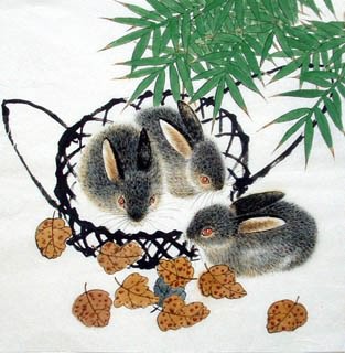 Chinese Rabbit Painting,50cm x 50cm,4680006-x