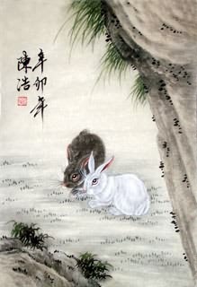 Chinese Rabbit Painting,69cm x 46cm,4740007-x