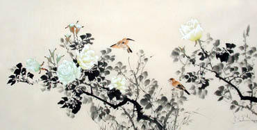 Chinese Rose Painting,66cm x 136cm,2322015-x