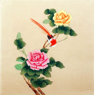 Chinese Rose Painting,40cm x 40cm,2340031-x