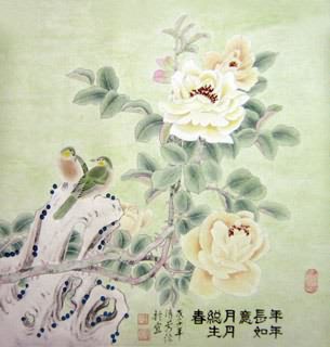 Chinese Rose Painting,66cm x 66cm,2409002-x