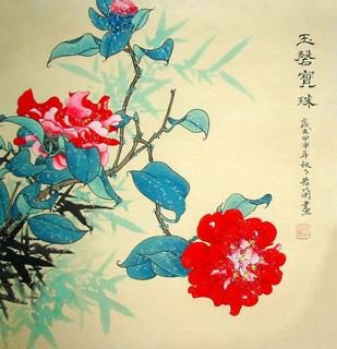 Chinese Rose Painting,50cm x 50cm,2419002-x