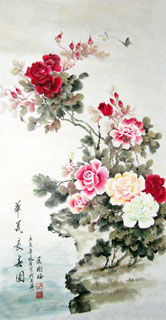 Chinese Rose Painting,70cm x 130cm,2473007-x