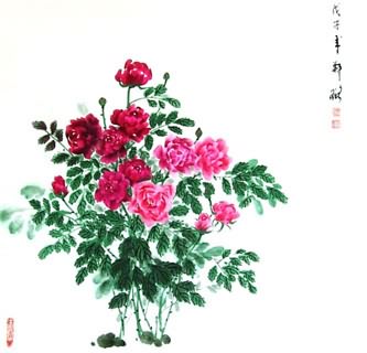 Chinese Rose Painting,69cm x 69cm,2517001-x