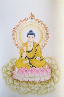 Chinese Ru Lai Painting,43cm x 65cm,3534010-x