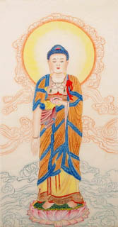 Chinese Ru Lai Painting,46cm x 85cm,3809002-x