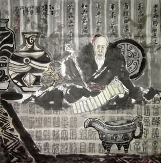 Chinese Sages Painting,69cm x 69cm,3688001-x