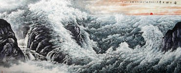 Chinese Sea Painting,140cm x 360cm,1120003-x