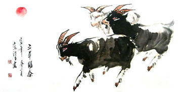 Chinese Sheep Painting,50cm x 100cm,4326009-x