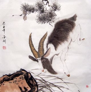 Chinese Sheep Painting,66cm x 66cm,4374013-x