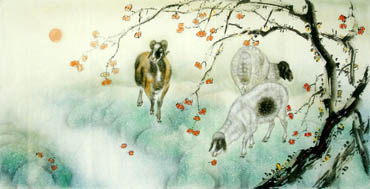 Chinese Sheep Painting,66cm x 130cm,4450014-x