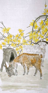 Chinese Sheep Painting,66cm x 130cm,4620006-x