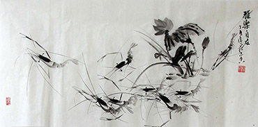 Chinese Shrimp Painting,50cm x 100cm,jzx21080002-x