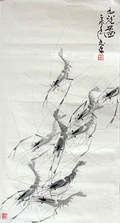 Chinese Shrimp Painting,50cm x 100cm,jzx21080005-x