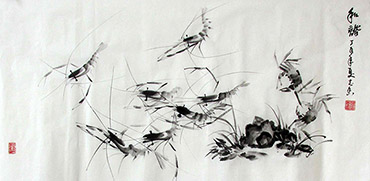Chinese Shrimp Painting,50cm x 100cm,jzx21080009-x