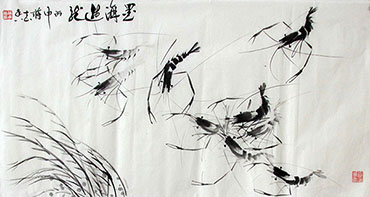 Chinese Shrimp Painting,50cm x 100cm,jzx21080011-x