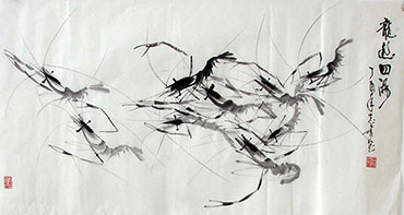 Chinese Shrimp Painting,50cm x 100cm,jzx21080014-x