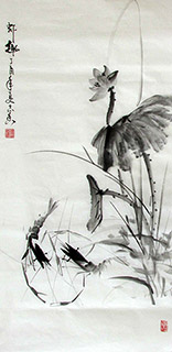 Chinese Shrimp Painting,50cm x 100cm,jzx21080015-x