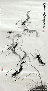 Chinese Shrimp Painting,50cm x 100cm,jzx21080017-x