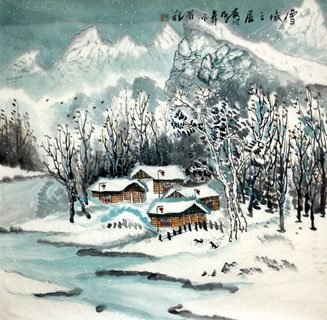 Chinese Snow Painting,69cm x 69cm,1043005-x