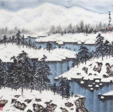 Chinese Snow Painting,68cm x 68cm,wyg11084002-x