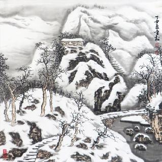 Chinese Snow Painting,68cm x 68cm,wyg11084005-x