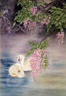 Chinese Swan Painting,66cm x 130cm,2319076-x