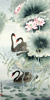 Chinese Swan Painting,69cm x 138cm,2336098-x